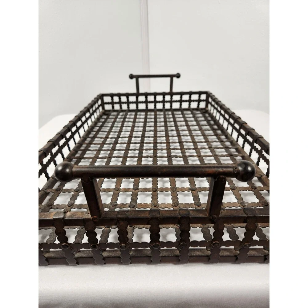 Handcrafted Industrial Bronzed Iron Riveted Castlecore Tray w/Handles 22